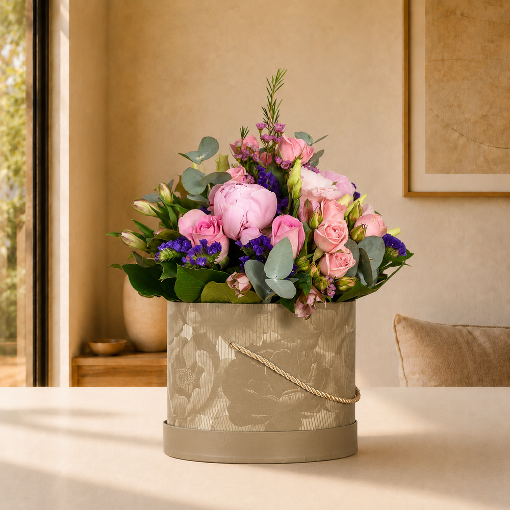 Luxury flowers - Peony Hatbox - Dublin delivery