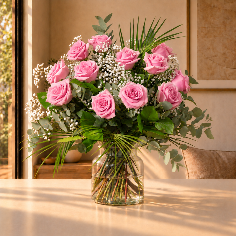 Dozen Pink Roses