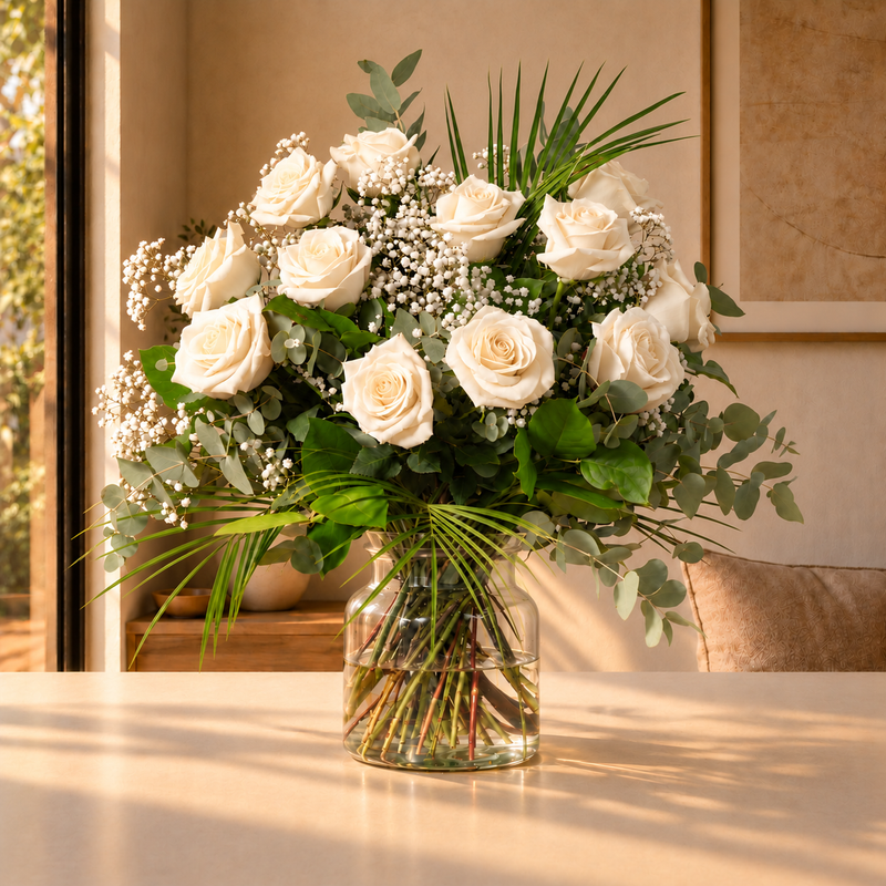 Dozen White Roses