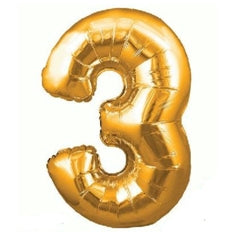 Number "3" Large Gold Foil Balloon
