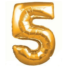 Number "5" Large Gold Foil Balloon
