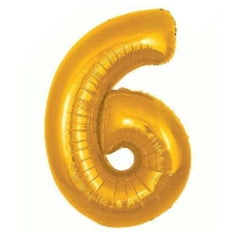 Number "6" Large Gold Foil Balloon