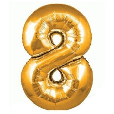 Number "8" Large Gold Foil Balloon